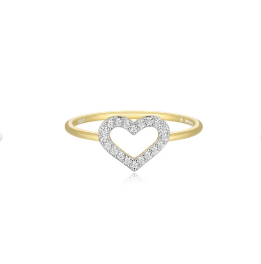 Open Heart Stackable Ring in 14K Yellow Gold-Plated Sterling Silver