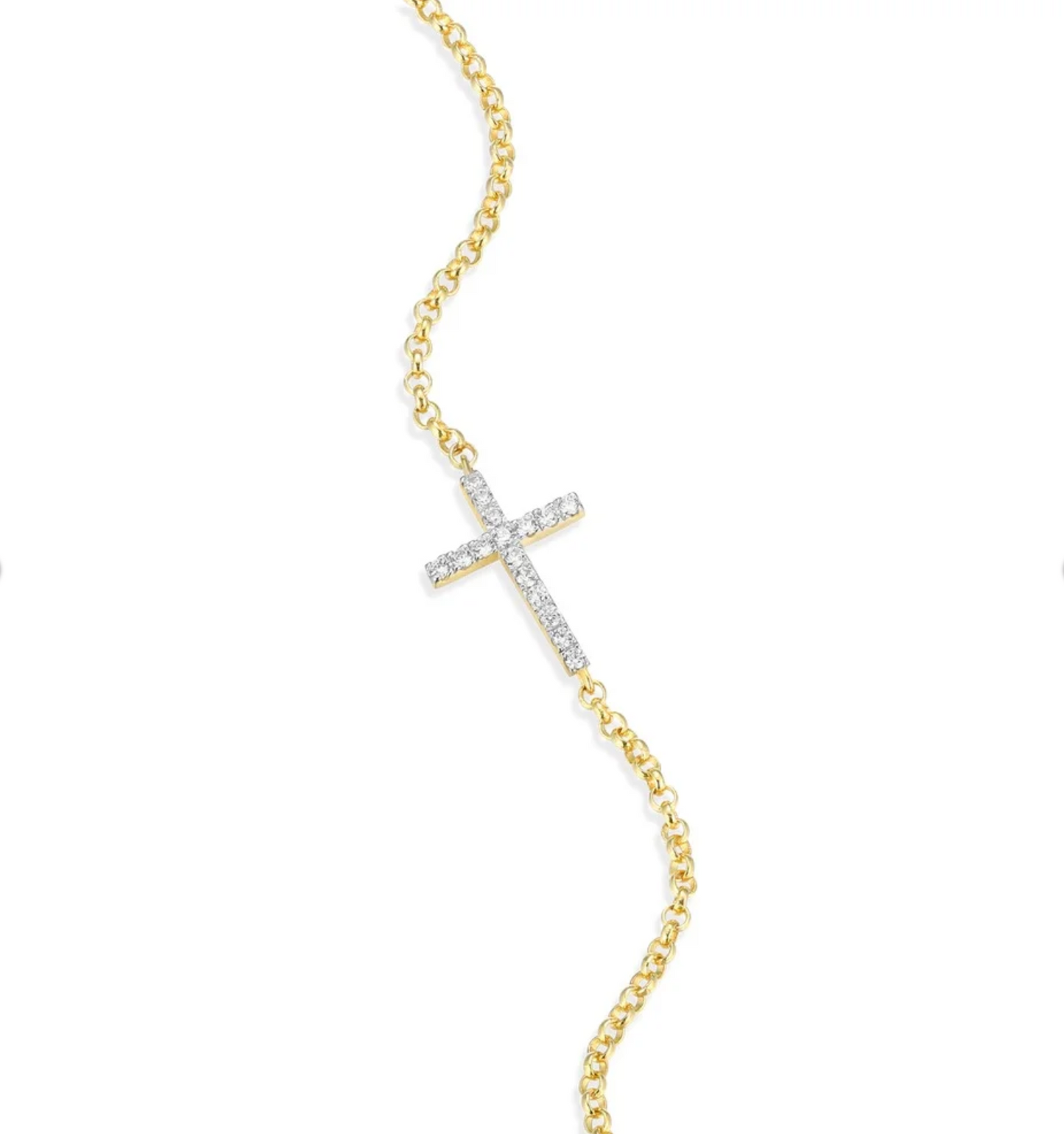 Cross Pendant Bolo Bracelet 14K Yellow Gold Plated Silver