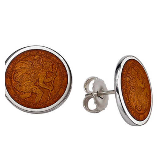 St. Christopher Enamel Post Earrings