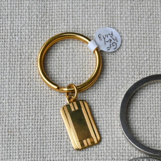 Mens Rectangle Gold Filled Key Ring