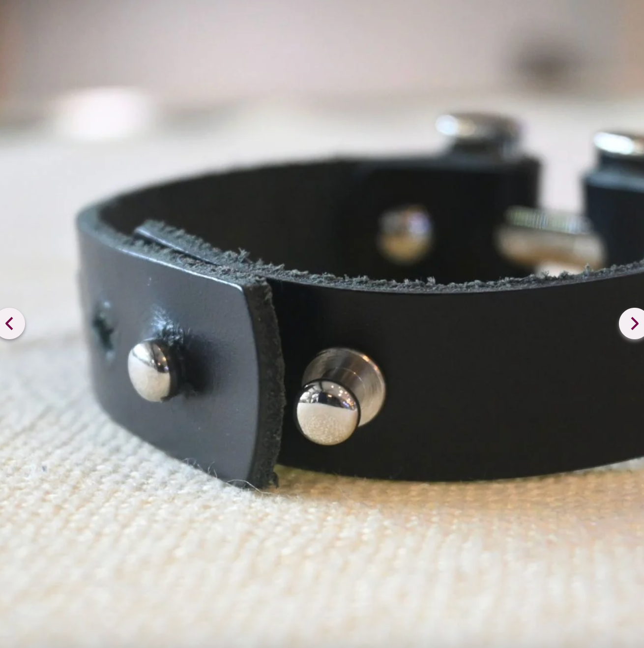 Men's Black Leather Steel Bracelete