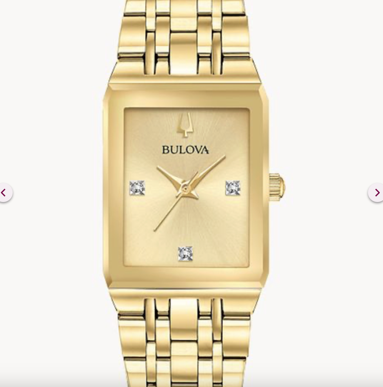 BULOVA ~ Mens Quadra Gold Dial Diamond Rectangular Steel Watch