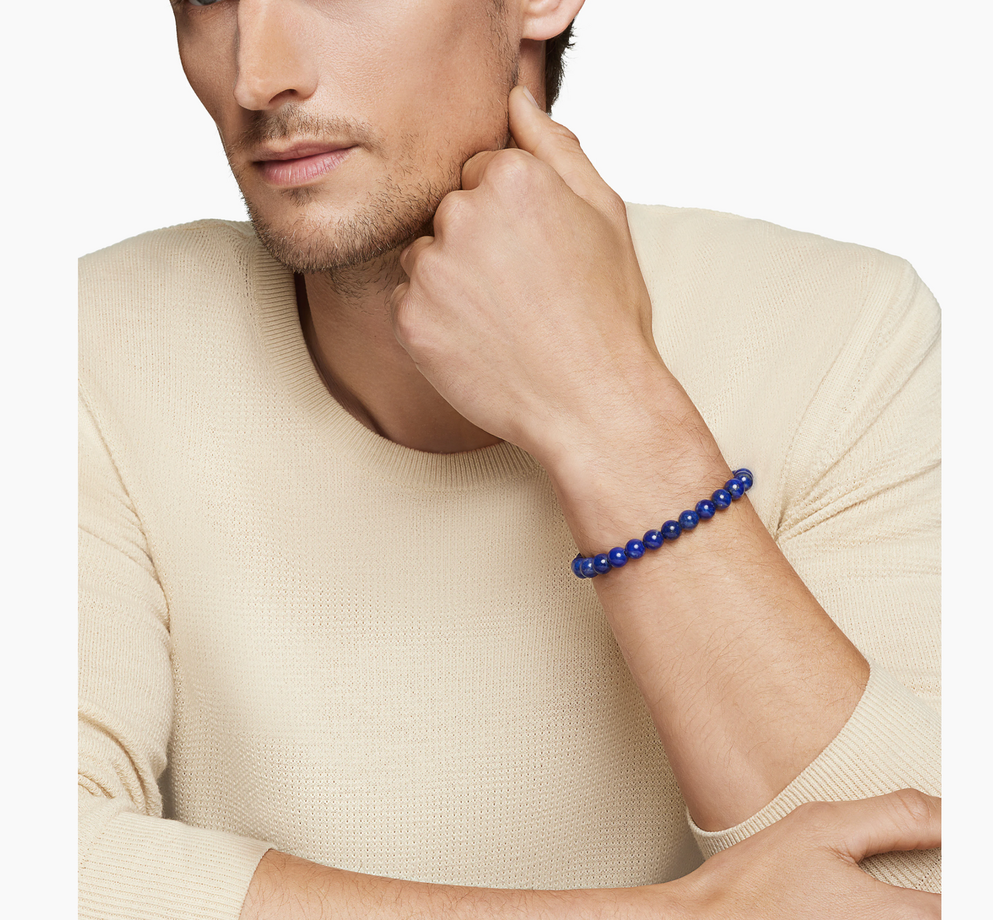 David Yurman Mens Lapis Beaded Bracelet