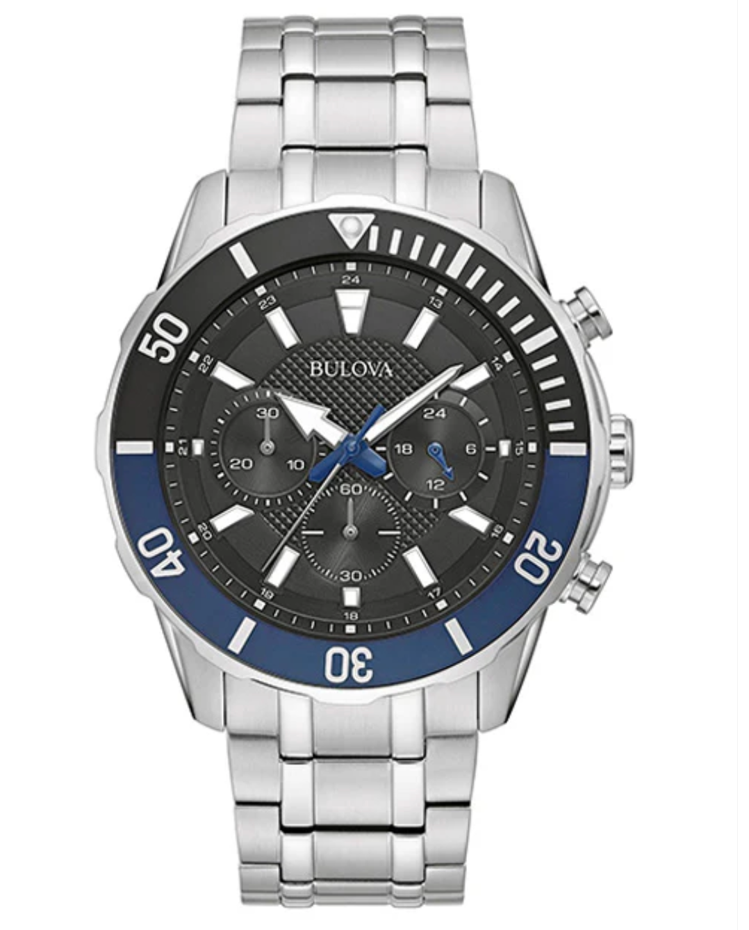 Bulova Men's Classic Sport Chronograph Black Dial Stainless Steel Bracelet