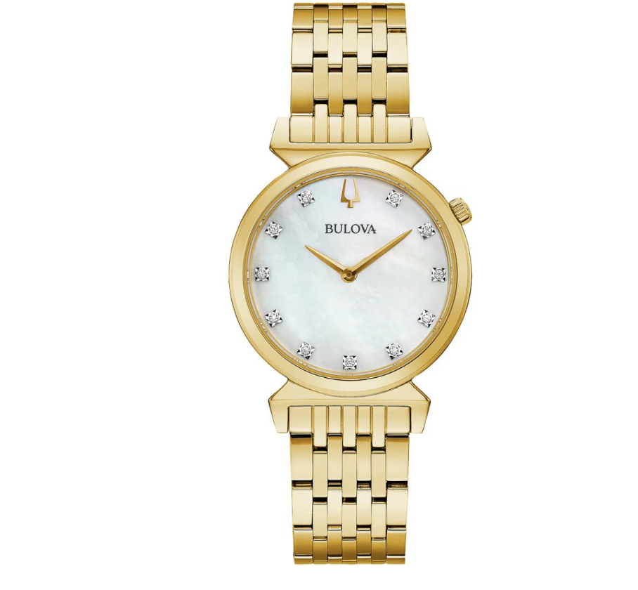 Bulova Ladies' Regatta Gold-Tone Stainless Steel Watch with Mother of Pearl Dial