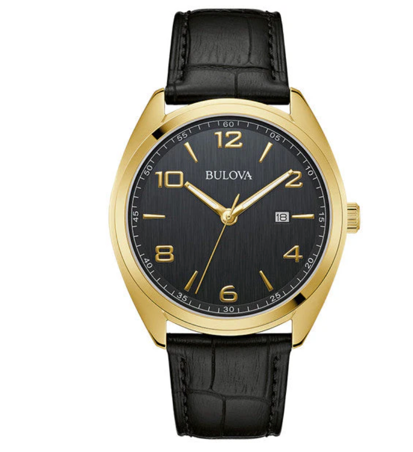 BULOVA Black and Gold Tone Watch