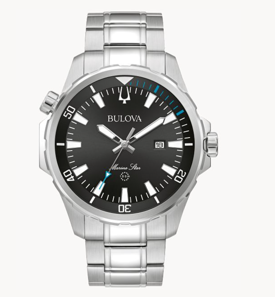 Black Dial Stainless Steel Bracelet Marine Star