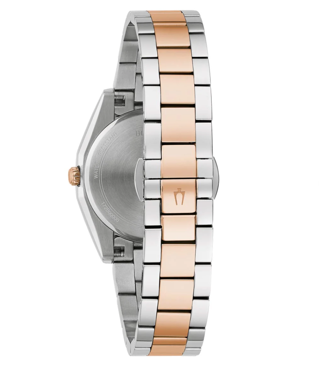 Bulova Surveyor Womens Watch with Mother of Pearl Dial and Stainless Steel and Rose Gold Toned Bracelet (quartz movement)