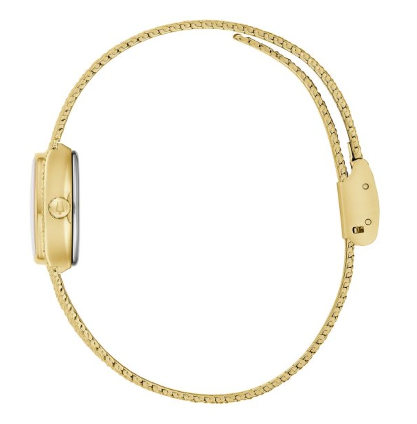 Bulova Goddess of Time Green Malachite Gold-Tone Mesh Bracelet Watch 17mm