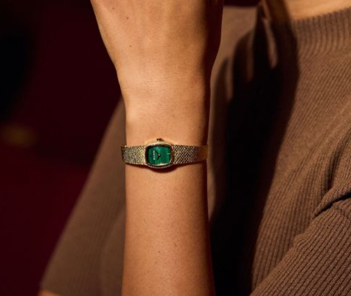 Bulova Goddess of Time Green Malachite Gold-Tone Mesh Bracelet Watch 17mm