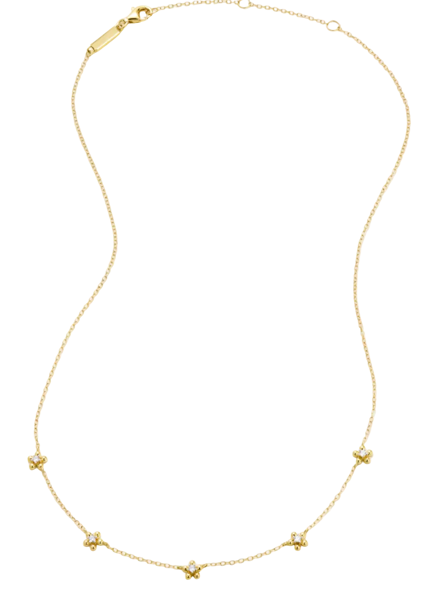 Flower Station Necklace in 14K Yellow Gold-Plated Sterling Silver