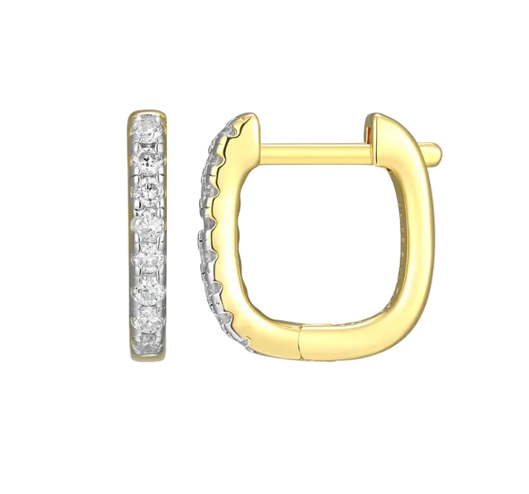 Cushion Hoop Earrings in 14k Yellow Gold-Plated Sterling Silver