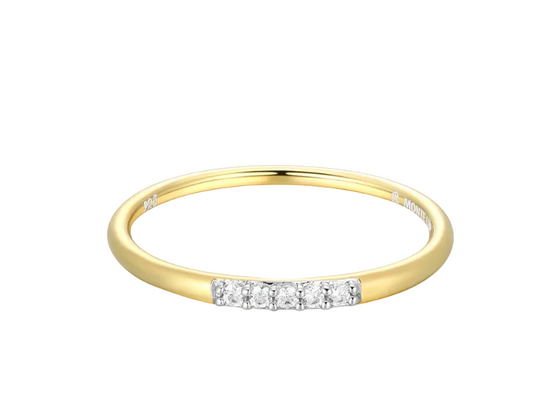 Diamond Line Stackable Ring 14K Yellow Gold-Plated Sterling Silver