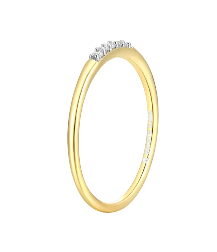 Diamond Line Stackable Ring 14K Yellow Gold-Plated Sterling Silver