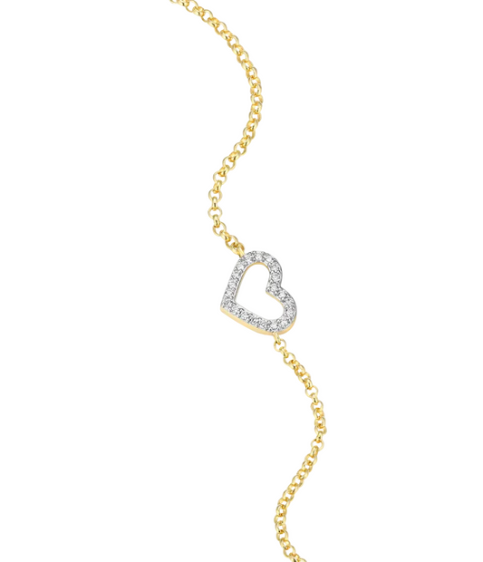Open Heart Bolo Bracelet in 14K Yellow Gold Plated Sterling Silver