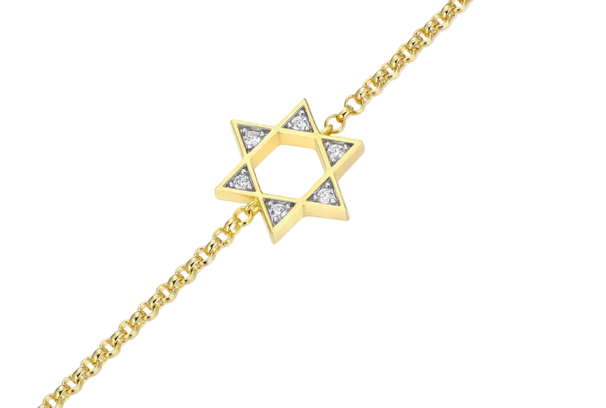Star of David Bolo Bracelet in 14K Yellow Gold-Plated Sterling Silver