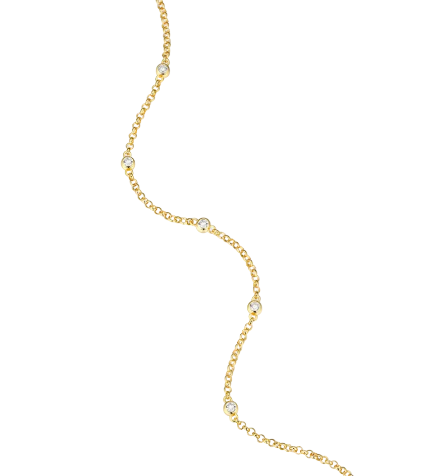 Bezel Station Bolo Bracelet in 14K Yellow Gold Plated Sterling Silver