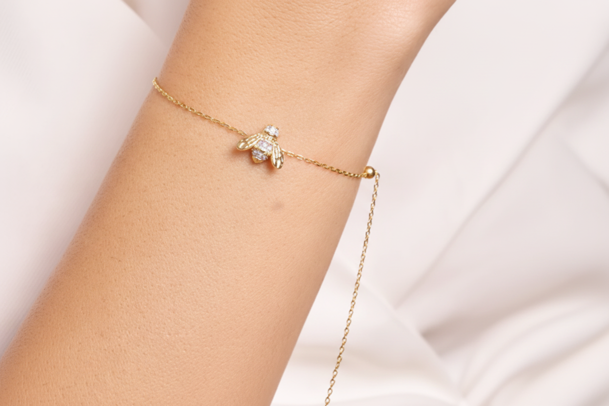 Honey Bee Bolo Bracelet in 14k Yellow Gold-Plated Sterling Silver