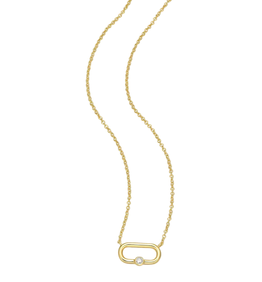 Paperclip & Pendant Necklace in 14K Yellow Gold-Plated Sterling Silver