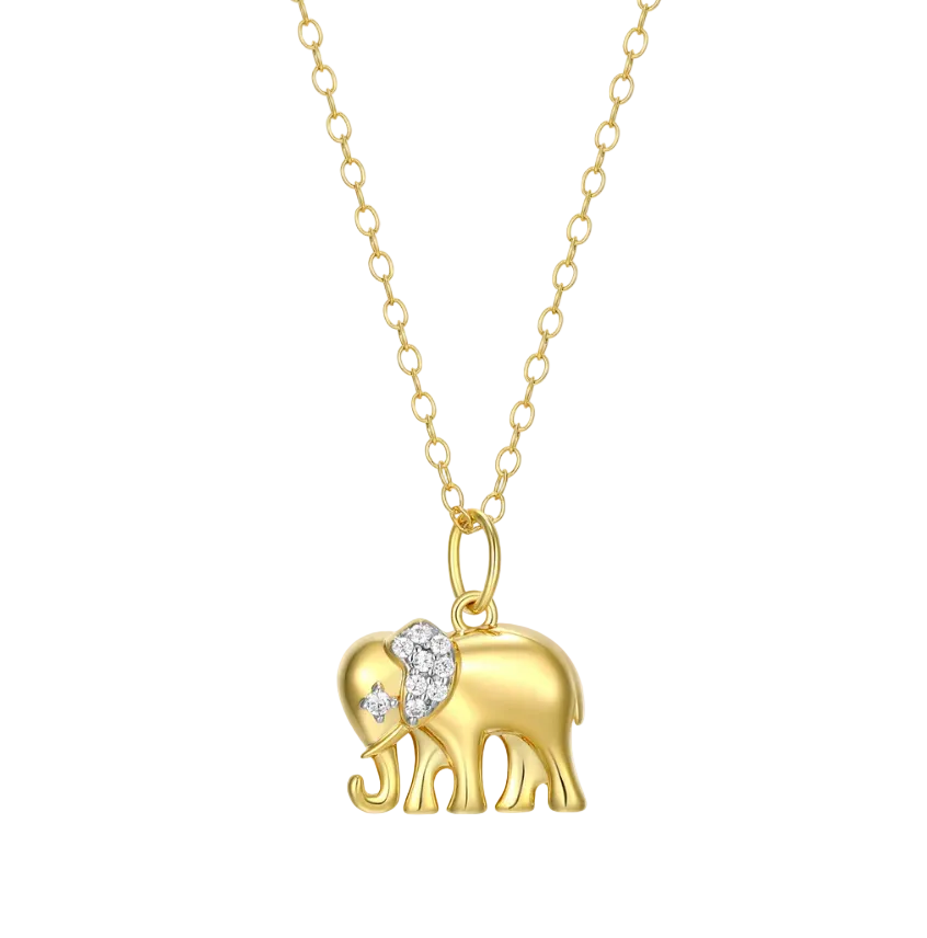 Elephant Pendant Necklace in 14K Yellow Gold-Plated Sterling Silver