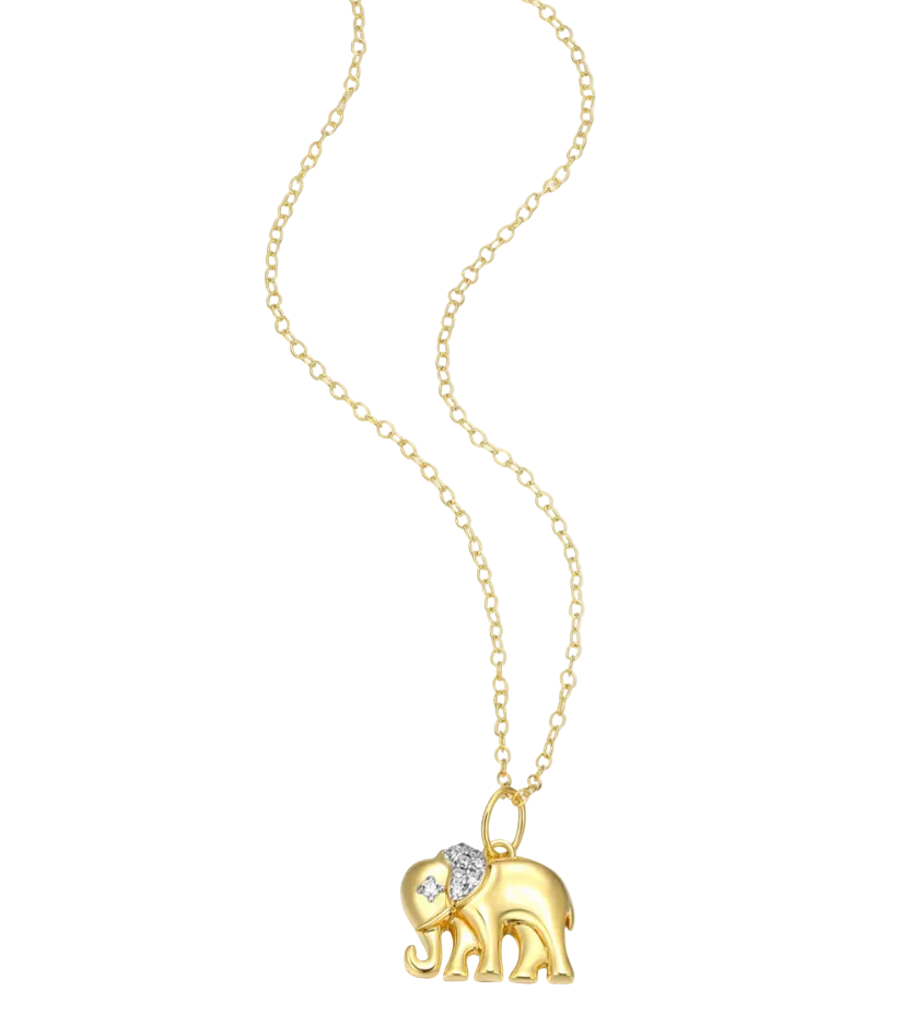 Elephant Pendant Necklace in 14K Yellow Gold-Plated Sterling Silver