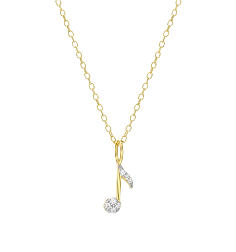 Eighth Note Pendant Necklace in 14K Yellow Gold-Plated Sterling Silver