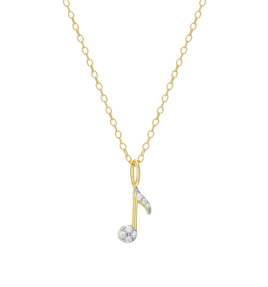 Eighth Note Pendant Necklace in 14K Yellow Gold-Plated Sterling Silver