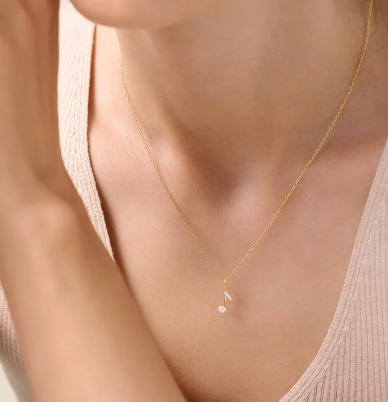Eighth Note Pendant Necklace in 14K Yellow Gold-Plated Sterling Silver