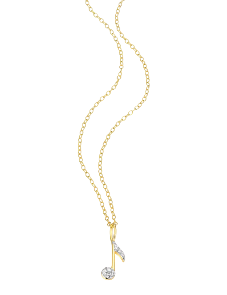 Eighth Note Pendant Necklace in 14K Yellow Gold-Plated Sterling Silver