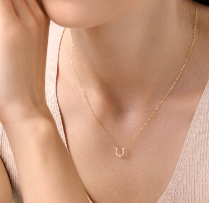 Horseshoe Statement Necklace in 14K Yellow Gold-Plated Sterling Silver