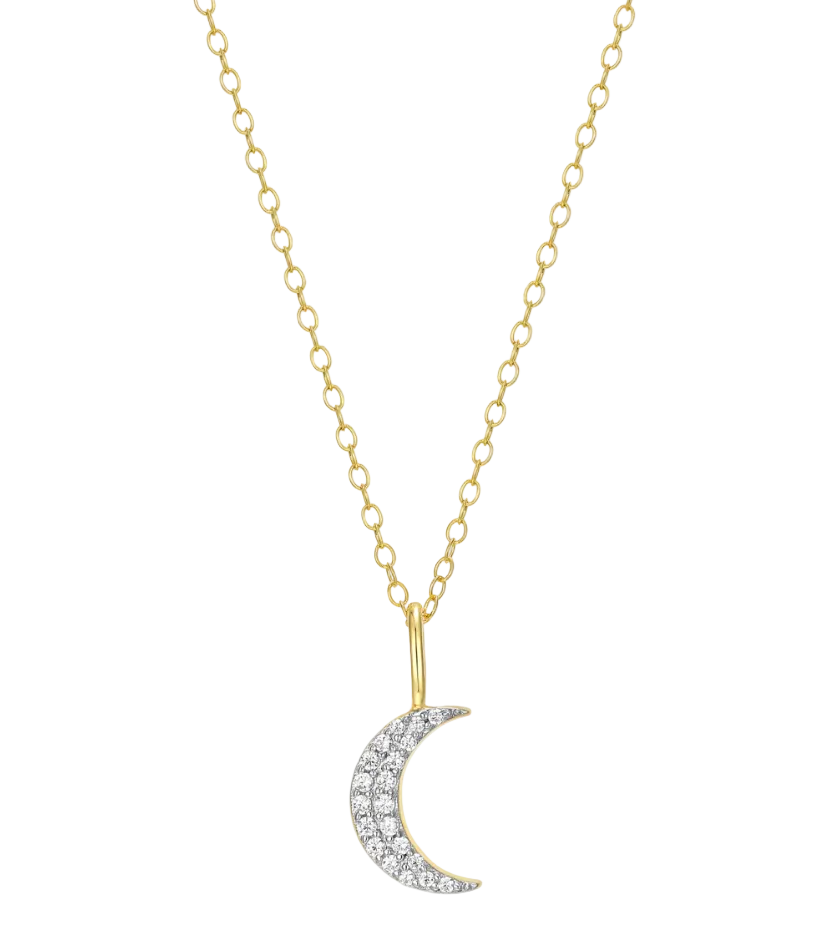 Crescent Pendant Necklace in 14K Yellow Gold Plated Sterling Silver