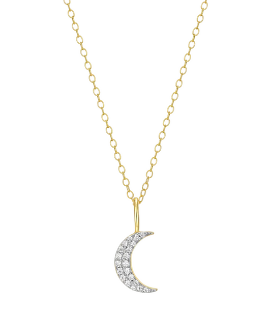 Crescent Pendant Necklace in 14K Yellow Gold Plated Sterling Silver