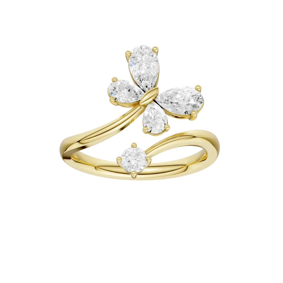 Butterly Bypass Diamond Ring (Pear)