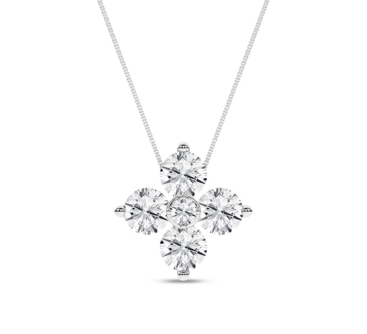 Flower Petals Stud Pendant (Round)White