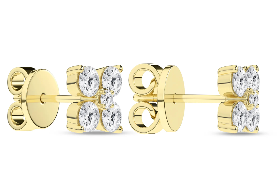 Flower Petals Stud Earrings (Round) Yellow