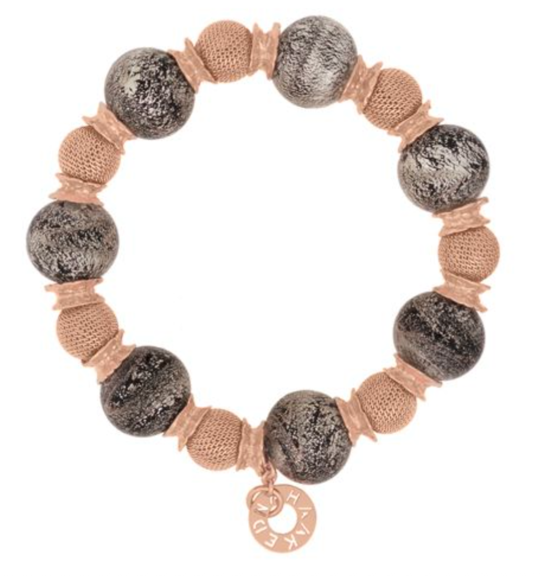 Paolina-Rose Beads+Sable Black Murano With Rose Roundles