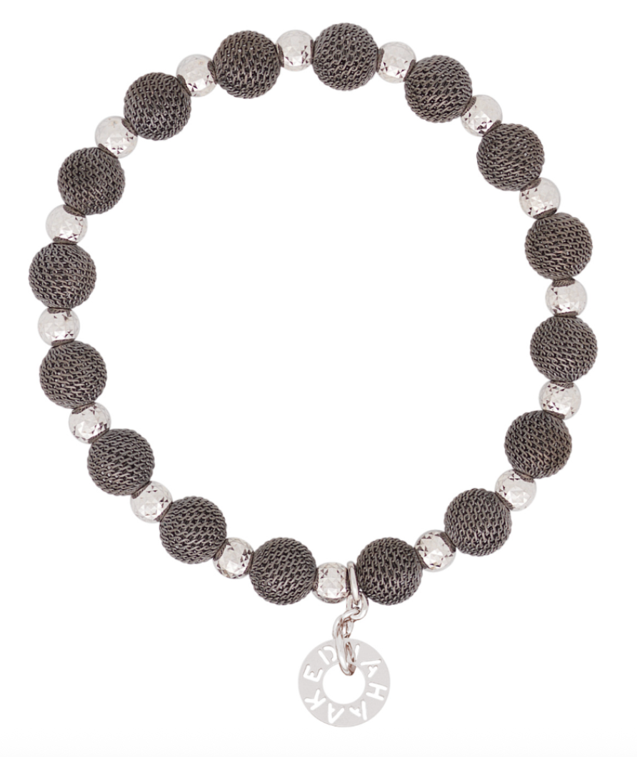 Borsa Nera - Black Woven Beads + Silver Disco Beads