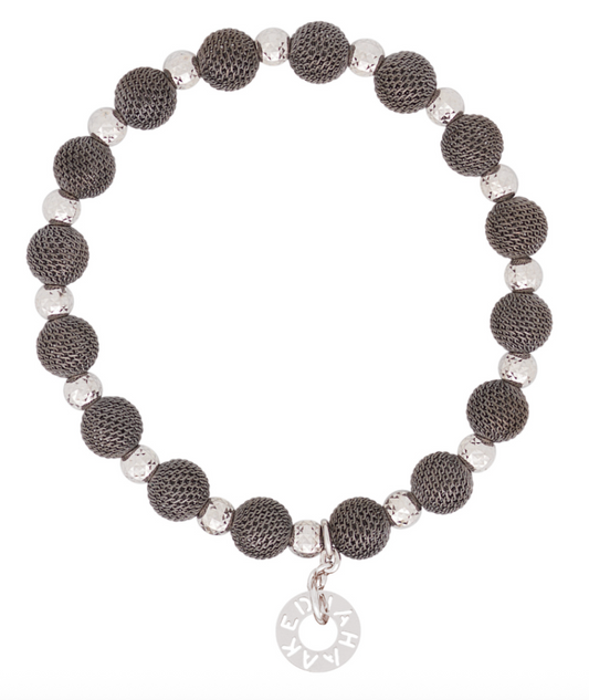 Borsa Nera - Black Woven Beads + Silver Disco Beads