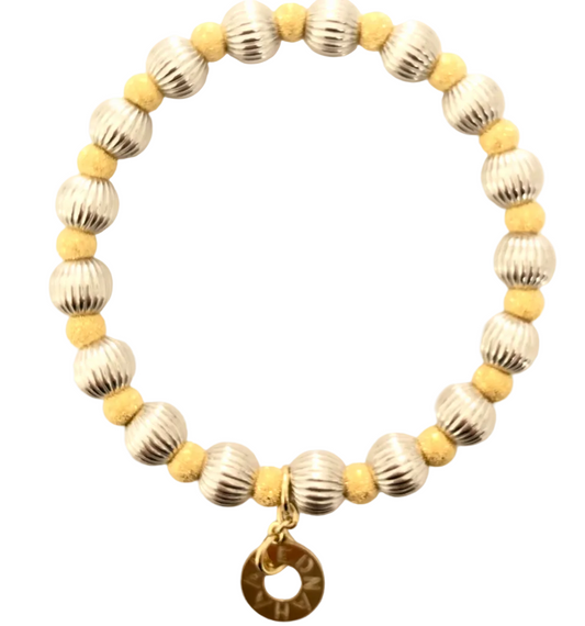 Silver Melon Beads & Gold Beads