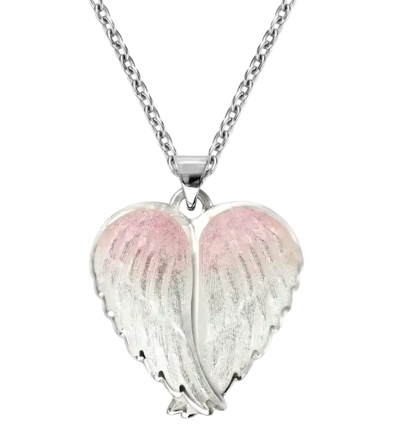 White & Pink Angel Wings Necklace