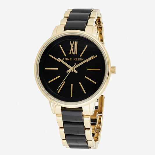Anne Klein Black & Rose Gold-Tone Watch