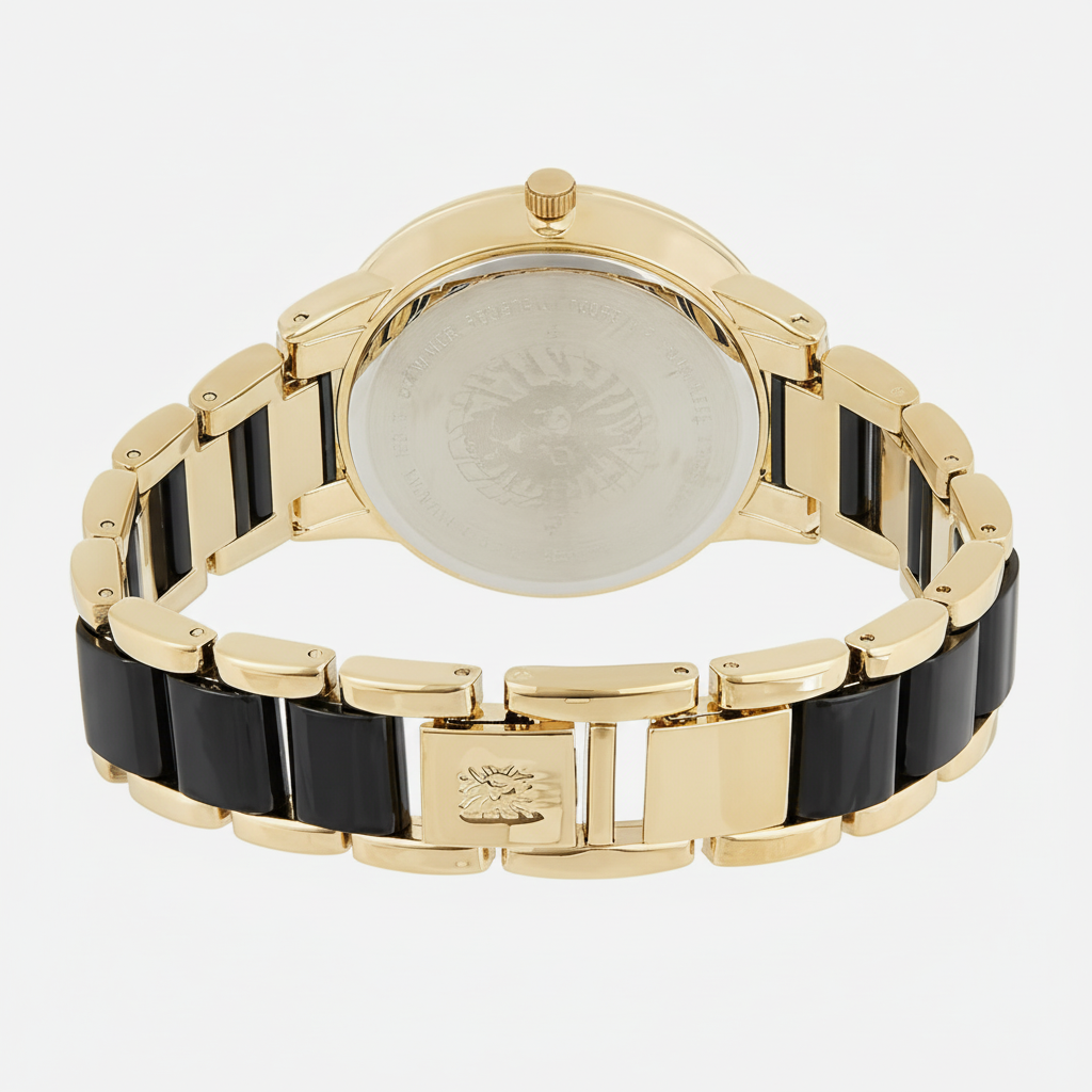 Anne Klein Black & Rose Gold-Tone Watch