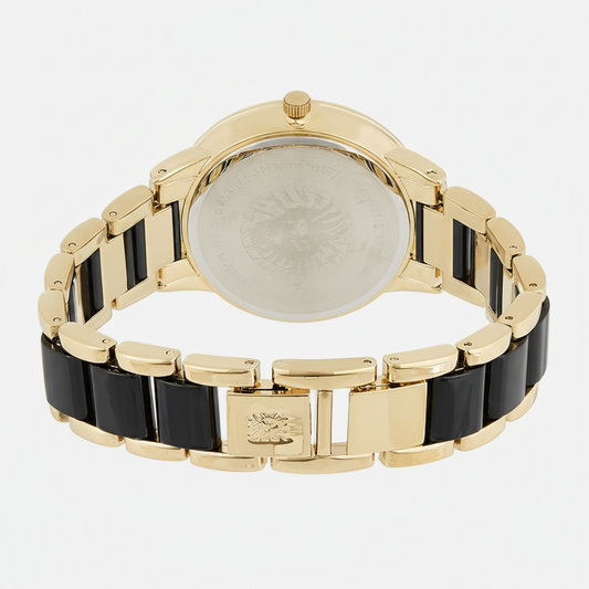 Anne Klein Black & Rose Gold-Tone Watch