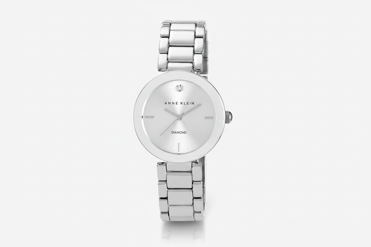 Anne Klein Women’s Silver-Tone Diamond Accent Bracelet Watch