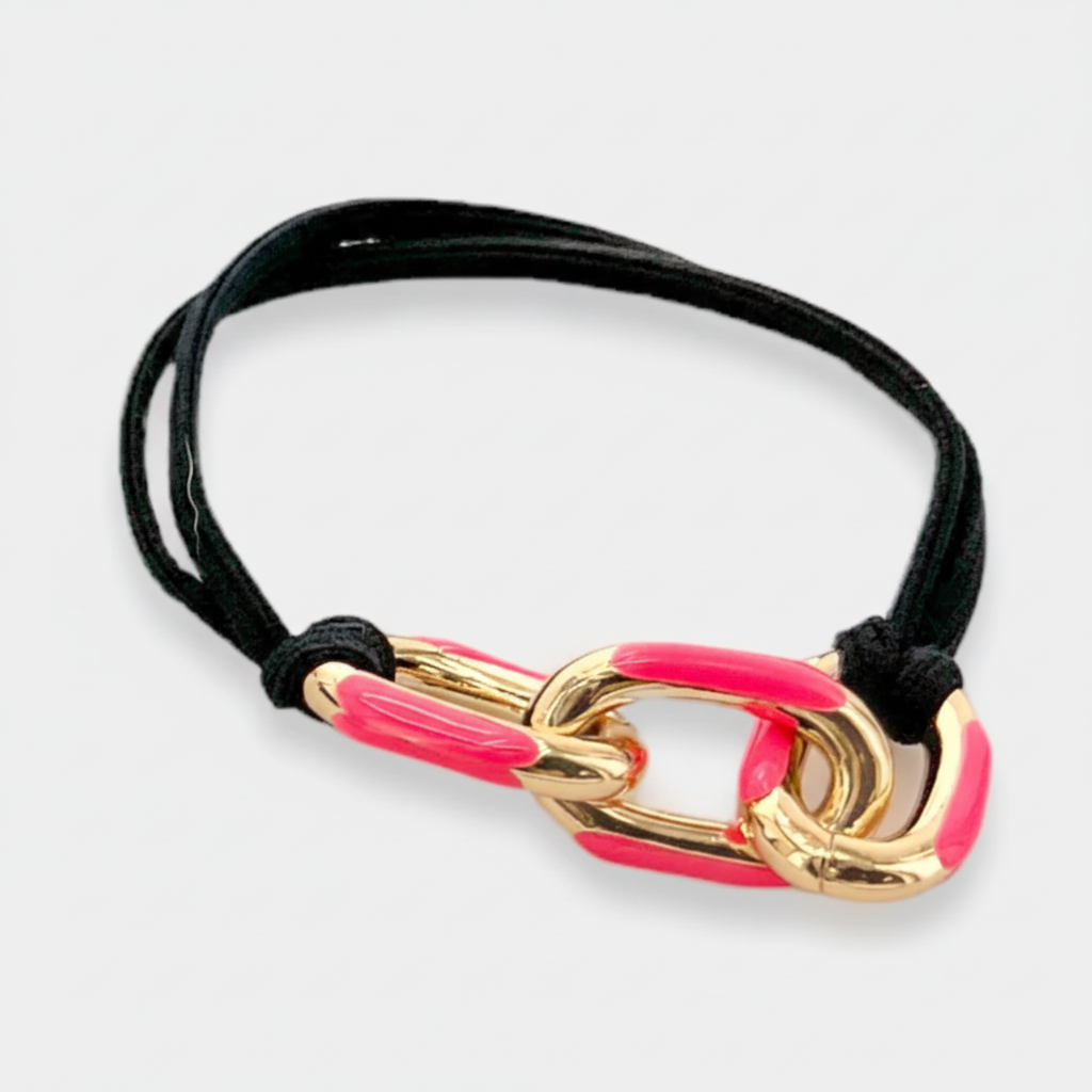 Hot Pink Enamel Hair Tie Bracelet