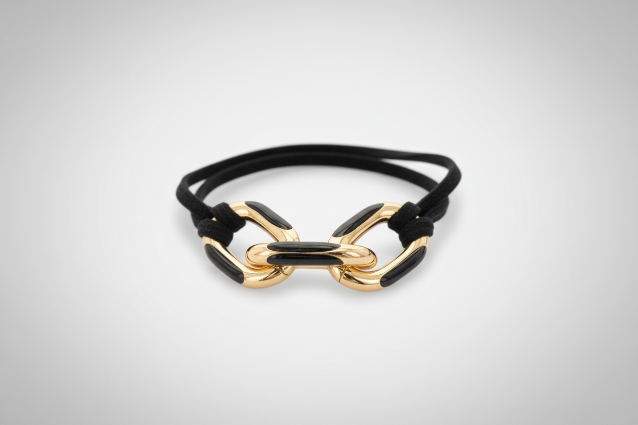 Black Enamel Hair Tie Bracelet