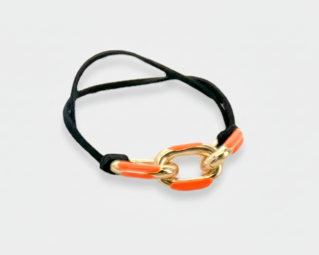 Orange Enamel Hair Tie Bracelet