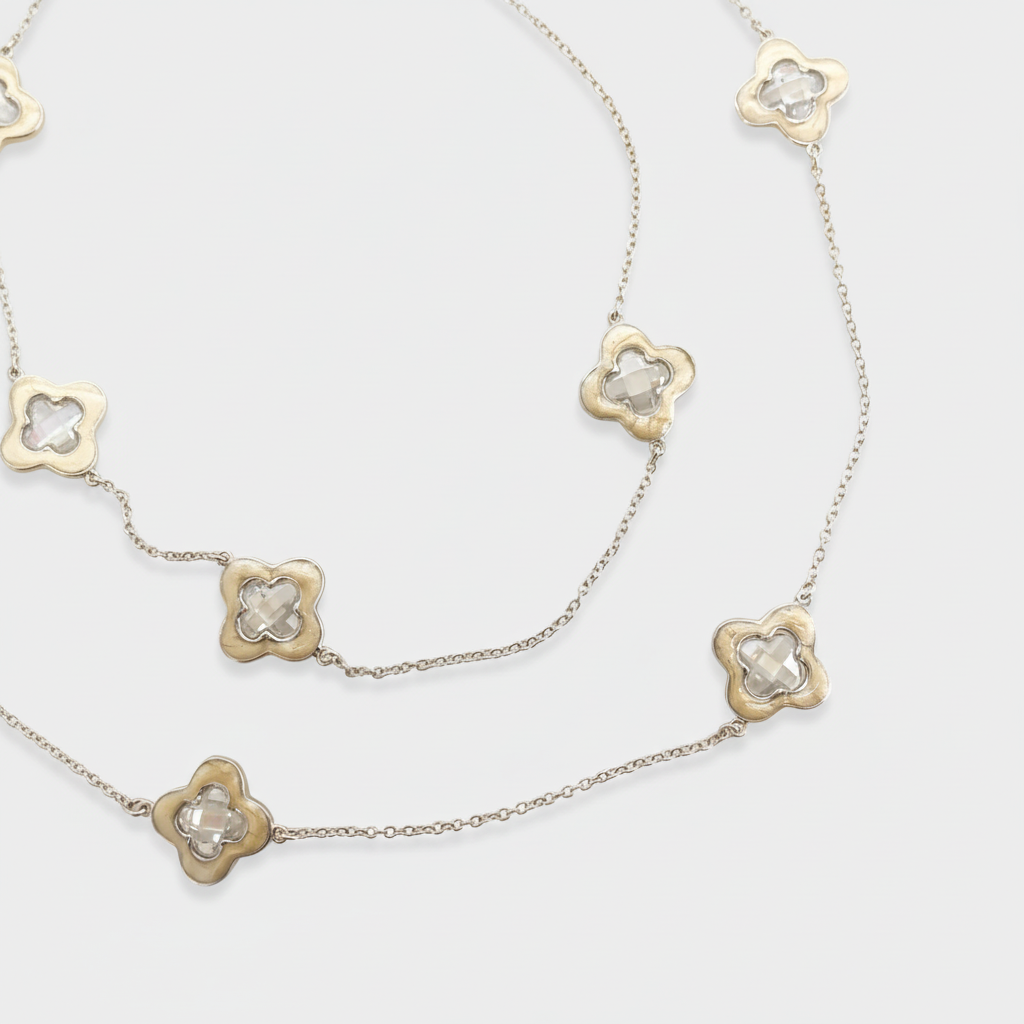 CZ White Enamel Necklace