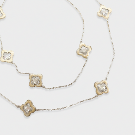 CZ White Enamel Necklace