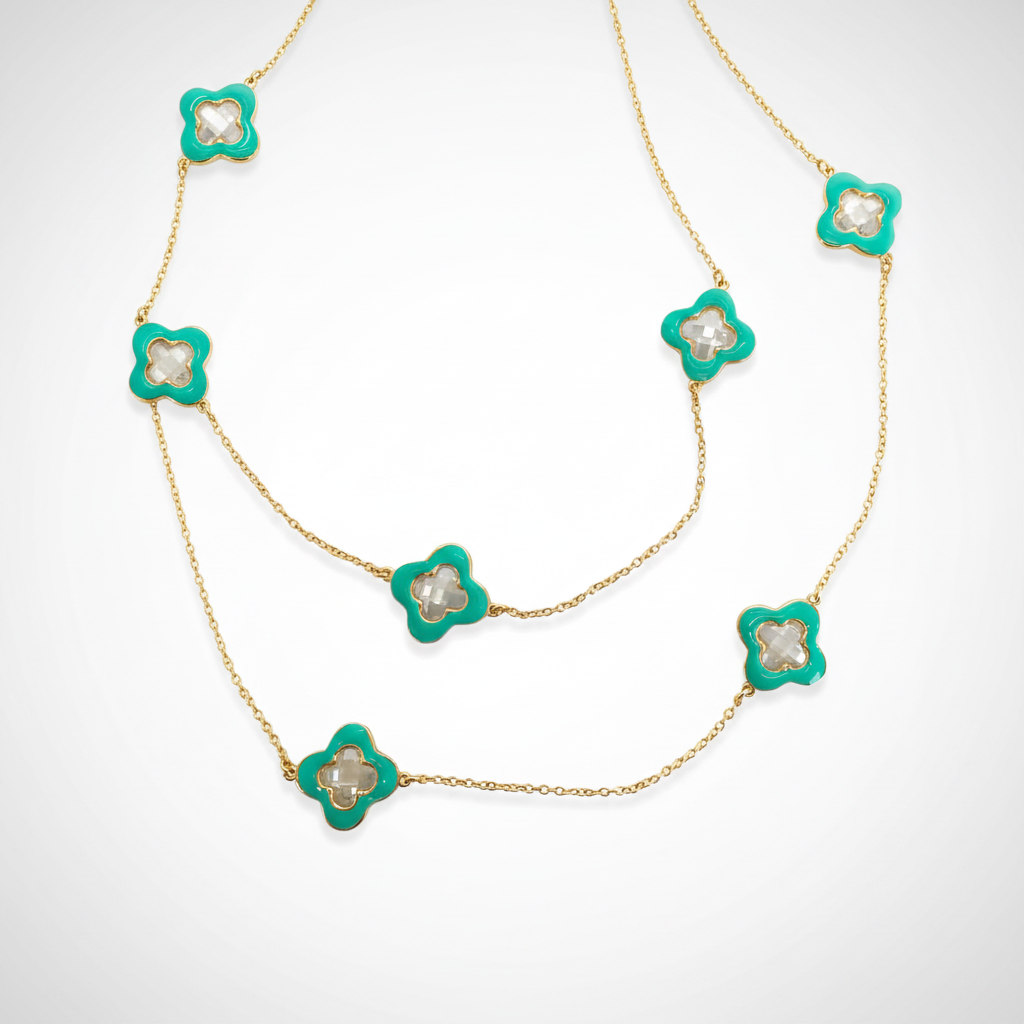 CZ Turquoise Enamel Necklace